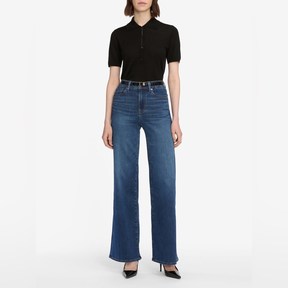 Frame Le Slim Palazzo Jeans Wide Leg High Rise Blue Denim Size 27